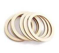 Lot de 5 rondelles de bois naturel 12,5 x 12,5 x 0,25 cm, anneaux plats en bois naturel brut pour travaux manuels, fabrication de bijoux, décoration d'intérieur