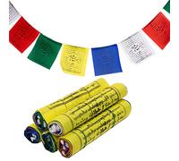Lot de 5 rouleaux de drapeaux de prière tibétains - Fabriqués à la main au Népal