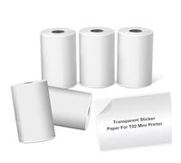 Lot de 5 rouleaux de papier autocollant Phomemo transparent pour T02/M02/M02S/P2S/M04S, papier thermique pour autocollants, notes d'étude, liste, 5 rouleaux