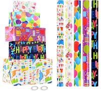 Lot De 5 Rouleaux De Papier Cadeau Pour Enfant - 43 Cm X 300 Cm - Recyclable - Anniversaire