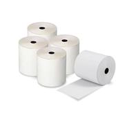 Lot de 5 rouleaux de papier thermique 80 x 80 cm pour caisse enregistreuse, point de vente, machine à cartes de crédit avec bande d'avertissement rouge