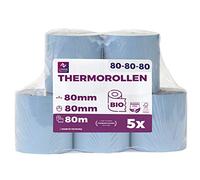 Lot de 5 rouleaux de papier thermique écologique 80 mm x 80 m x 12 mm de LYNNE PAYMENT SOLUTIONS