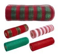 Lot de 5 rouleaux de ruban décoratif en maille de 25,4 cm et 9,1 m de long pour couronnes, sapin de Noël, décoration de fête d'hiver, toile de jute