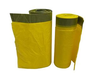Lot de 5 rouleaux de sacs poubelle jaunes 70 l avec cordon de serrage