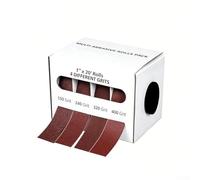 Lot de 5 rouleaux de tissu émeri 25 mm x 6 m pour le ponçage du bois, du métal et du verre, papier abrasif fin (4 rouleaux)