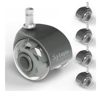 Lot de 5 roulettes de chaise de bureau de 5,1 cm, silencieuses, pour moquette et planchers en bois dur, ajustement universel, 11 x 22 mm, gris clair