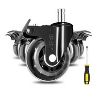 Lot de 5 Roulettes de Rechange pour Chaise de Bureau (10x22mm avec freins), AGPTEK Roulettes de Chaise de Bureau avec freins, Muet Roues pour Chaise Robusteset Universelles avec Freins Unique