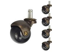 Lot de 5 roulettes de rechange pour chaise de bureau - Bronze vintage - 5 cm - Couleur cuivre doré (5 pièces sans frein)