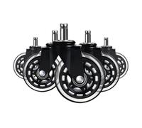 Lot de 5 roulettes pivotantes en caoutchouc 7,6 cm (3 pouces) for chaise bureau, style rollerblade, souples et sûres(10mm)