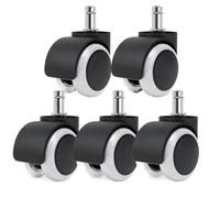 Lot de 5 roulettes pivotantes universelles de 5 cm pour Chaise de Bureau, roulettes de Remplacement pour Chaise de Jeu, roulettes de Chariot, roulettes pour Meubles (Blanches)