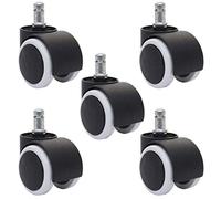 Lot de 5 roulettes universelles HWC-L92, roulettes de chaise de bureau Roulettes de meuble Roulettes pour sols durs, Ø 11mm
