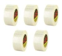 Lot de 5 rubans adhésifs armés 3M - Transparent - 50mm - 8956-50 Transparent G