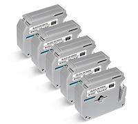 Lot de 5 rubans adhésifs M-K231 compatibles avec Brother P-Touch M-K231s Mk231, ruban M 12 mm 0,47 mm blanc pour PT-M95 PT-45 PT-60, noir sur blanc