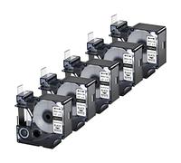 Lot de 5 rubans adhésifs thermorétractables DYMO 1805443 Rhino industriels - 24 mm - 1,5 m - Noir sur blanc - Pour imprimantes DYMO Rhino Pro 6000 6500 Rhino