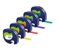 Lot de 5 Rubans Blanc/Bleu/Jaune/Rouge/Vert compatible Dymo LetraTag - Etiquette plastique 91201 91202 91203 91204 91205 12mm x 4m Phonillico® G
