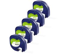 Lot de 5 Rubans Blanc compatible Dymo LetraTag - Etiquette papier 91200 12mm x 4m Phonillico®