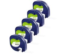 Lot de 5 Rubans Blanc compatible Dymo LetraTag - Etiquette plastique 91201 12mm x 4m Phonillico®