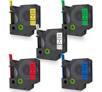 Lot De 5 Rubans D'étiquettes Colorés D1 45013, 45016, 45017, 45018, 45019 (Blanc/Bleu/Rouge/Jaune/Vert),12 Mm X 7 M, Compatible Avec Dymo D1 Ruban, Dymo Labelmanager 160 280