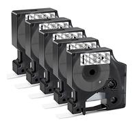 Lot de 5 rubans d'étiquettes compatibles DYMO D1 45010 S0720500 - Noir sur transparent - Rechange pour étiqueteuse DYMO - 1,27 cm x 6,9 m - Pour DYMO LabelManager PnP 260P 210D 280 420 160 450D