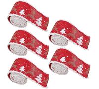 Lot de 5 rubans pour sapin de Noël - 2 m - Rouge et gris - Décoration de vacances pour emballage, fête et décoration saisonnière (rose)