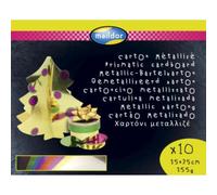 Lot de 5 Sachet de 10 feuilles de carton métallisé 1 face, 255 g/m², 0,25m x 0,35m, coloris assortis (10 teintes)