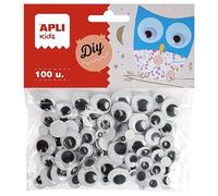 Lot de 5 Sachet de 100 yeux mobiles noirs ronds sans cil, tailles assorties