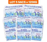LOT DE 5 SACS 25KG SEL FIN SPÉCIAL PISCINE DISSOLUTION RAPIDE NORME 16401 CONFORME NORME EUROPÉENNE