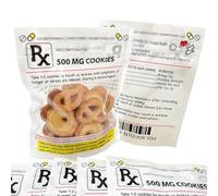 Lot de 5 sacs à biscuits amusants RX (vide) - Cadeaux d'infirmière, cadeaux de la semaine des infirmières, médecin, pharmacien, technicien, étudiants en soins infirmiers, cadeaux pour étudiants en