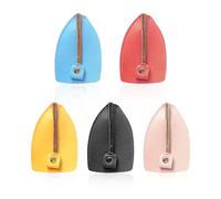 Lot de 5 sacs à clés portables en cuir véritable, pochette de rangement pour clés étanche, extensible, convient aux hommes et aux femmes pour ranger les clés (5 couleurs), Rose, taille unique