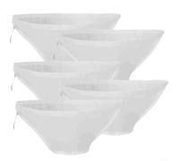 Lot de 5 sacs à fromage en filet en nylon avec cordon de serrage pour lait de soja, lait de noix et jus Blanc 37 x 12 x 14 cm S (41 x 15 x 16,5 cm)