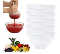 Lot de 5 sacs à lait de noix bio lavables avec cordon de serrage, tissu filtrant à mailles fines, réutilisables, en nylon, étamine à fromage, avec cordon de serrage