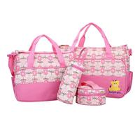 Lot de 5 sacs à langer de grande capacité avec motif floral - Réutilisables - Portable - À suspendre - Imprimé