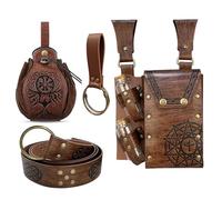 Lot de 5 sacs banane rétro médiéval Viking en cuir avec bouteille de potion magique, costume Renaissance Halloween Cosplay, E5 - Marron, Ensembles de costumes Renaissance