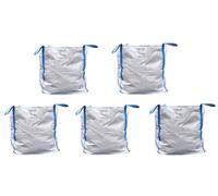 Lot de 5 sacs Big Bags, 90 x 90 x 90 mm, capacité de charge de 1000 kg, charge de rupture 5000 kg, 4 boucles, sacs pour gravats, bois, déchets de jardin, sable, pierres, sacs à gravats