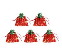 Lot de 5 sacs cadeaux avec cordon de serrage pour biscuits de Noël, sacs à friandises, cadeaux de fête de Noël, sacs de boulangerie, sacs à bonbons avec cordon de serrage