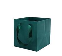 Lot de 5 sacs cadeaux carrés for bouquets vacances, boîtes portables for compositions florales, emballages for fleuristes Pour Les Fleuristes(Green,18X18X18cm)