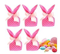 Lot de 5 sacs de bonbons de Pâques Bunny Treat - Bunny Ears Candy Goodie Sacs - Lot de 5 sacs cadeaux avec décorations de Pâques pour sandwichs à biscuits Emballage de joye