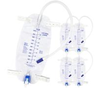 Lot de 5 sacs de drainage urinaire de 1000 ml avec sangles réglables, résistants aux fuites, anti-reflux, tube flexible de 45 cm avec valve auto-scellante, matériau doux et durable, vert (5 pièces