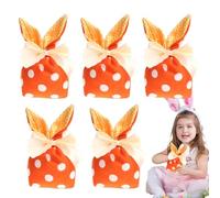Lot de 5 sacs de Pâques Bunny Ears Goodie Treat - Lot de 5 sacs cadeaux avec décorations de Pâques pour sandwichs et biscuits