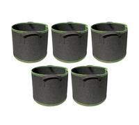 Lot de 5 sacs de plantation non tissés pour légumes et tomates, noir avec bord vert, sacs de culture réutilisables en feutre avec poignées, tissu respirant pour balcon et cour