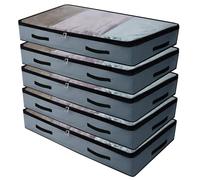 Lot de 5 sacs de rangement longs et étroits pour vêtements, literie, pulls, 90 x 50 x 14 cm, gris foncé