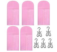 Lot de 5 sacs de rangement pour perruque avec crochet de suspension - Porte-extensions de cheveux pour voyage - Sacs de rangement pour perruque en non-tissé transparent - Sacs de rangement portables