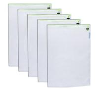 Lot de 5 sacs de rangement réutilisables en maille avec cordon de serrage transparent pour fruits et légumes, sacs de rangement lavables de 35 x 30 cm, sacs de rangement transparents, respectueux de