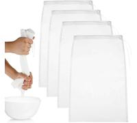 Lot de 5 sacs filtrants réutilisables avec cordon de serrage - 20 x 30 cm - En maille fine - En nylon de qualité alimentaire - Pour cuisine, lait de noix, yaourt, confiture, café à froid
