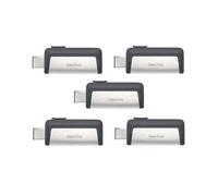 Lot de 5 SanDisk Ultra 64 Go Dual Type-C USB 3.0 Flash Drive, 64g Clé USB 3.0 Type-C double connectique jusqu'à 150Mb/s