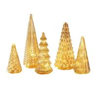Lot de 5 sapins de Noël illuminés en Verre Mercure, Nouvelle Version améliorée 2026 pour décoration de Table, Centre de Table, fête, Noël