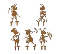Lot de 5 sculptures de fourmis de jardin en métal robuste pour espaces créatifs en plein air, pots de fleurs, décorations en métal, cour, art de jardin rural, ornements d'herbe, décorations en fer