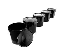 Lot de 5 seaux avec couvercle - 10 l - Noir - Rond - Plastique alimentaire - Hermétique et stable - Avec poignée - Convient pour les colles alimentaires et chimiques