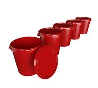 Lot de 5 seaux avec couvercle - 30 l - Fabriqués en Allemagne - Qualité alimentaire - Stable et hermétique - Pour ranger les aliments, les fournitures de bureau, la chambre d'enfant, la maison