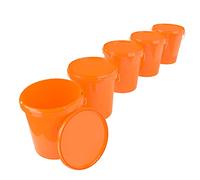 Lot de 5 seaux avec Couvercle - Orange - 16 litres - Étanche et Stable - Convient à Un Usage Alimentaire - Seau Vide avec poignée et Couvercle - Couvercle - pour Produits Chimiques
